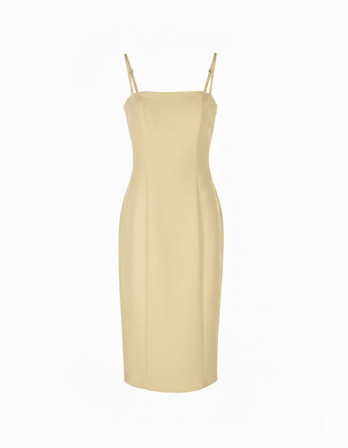 SILENCE LTD Donna Abito Tubino Midi a Fascia con Spalline Sottili