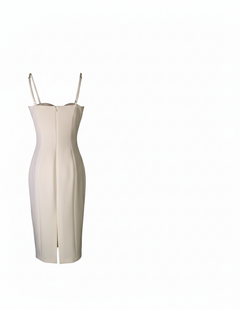 SILENCE LTD Donna Abito Tubino Midi a Fascia con Spalline Sottili