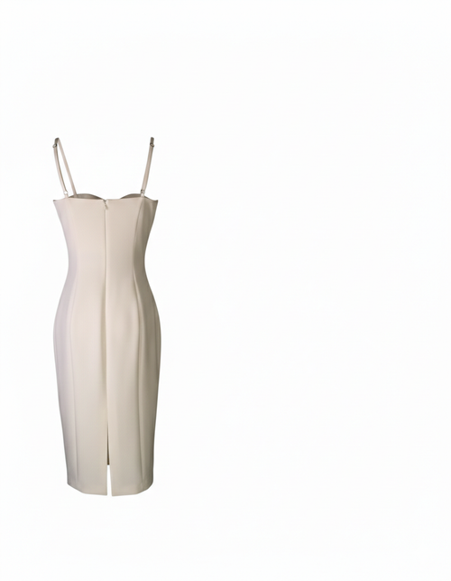 SILENCE LTD Donna Abito Tubino Midi a Fascia con Spalline Sottili