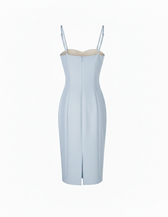 SILENCE LTD Donna Abito Tubino Midi a Fascia con Spalline Sottili