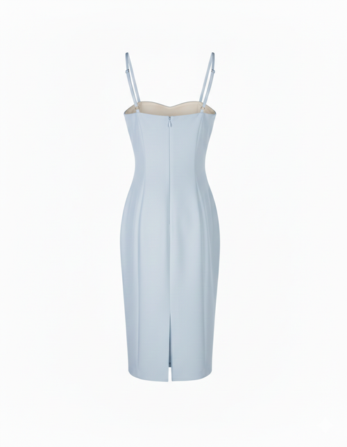 SILENCE LTD Donna Abito Tubino Midi a Fascia con Spalline Sottili