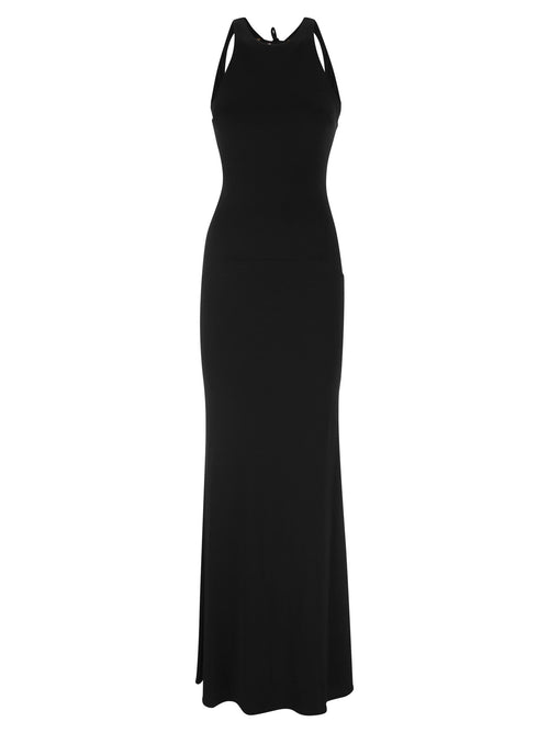 ABITO NERO LUNGO CON APERTURA SUL RETRO ELISABETTA FRANCHI