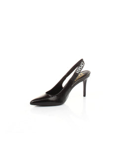 SCARPA NERO CON TACCO MEDIO E FASCIA LOGATA VERSACE JEANS COUTURE