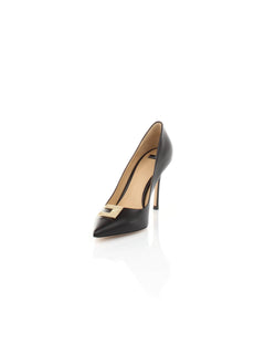 SCARPA NERO CON PLACCA LOGATA ELISABETTA FRANCHI