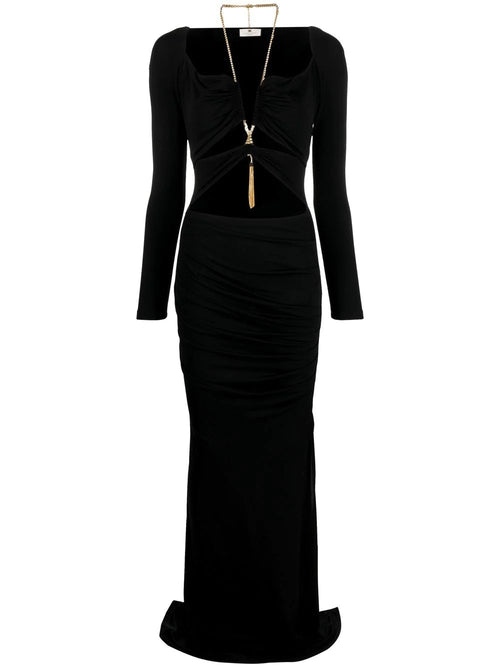 ABITO LUNGO NERO RED CARPET CON APERTURA ELISABETTA FRANCHI