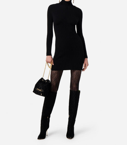 ABITO CORTO NERO IN MAGLIA CON MORSETTI ELISABETTA FRANCHI