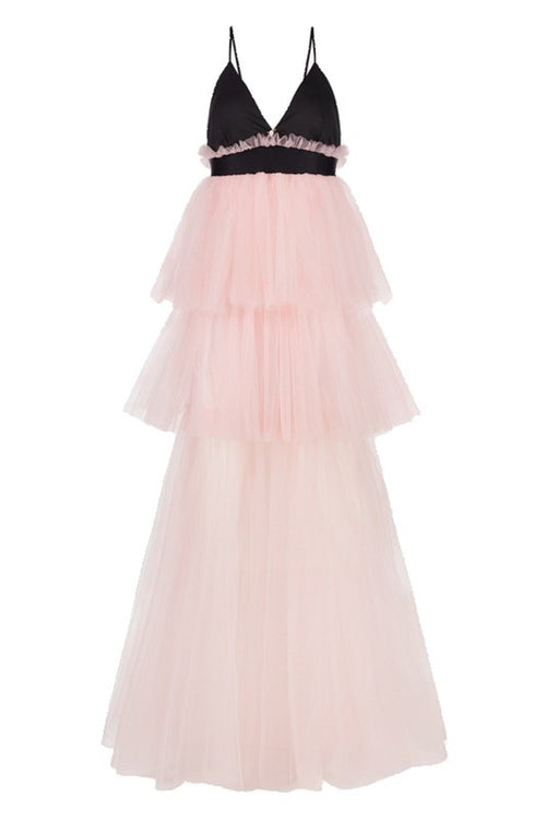 ABITO BABY ROSE IN TULLE CON BALZE ANIYE BY