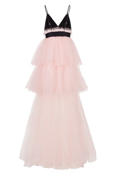 ABITO BABY ROSE IN TULLE CON BALZE ANIYE BY