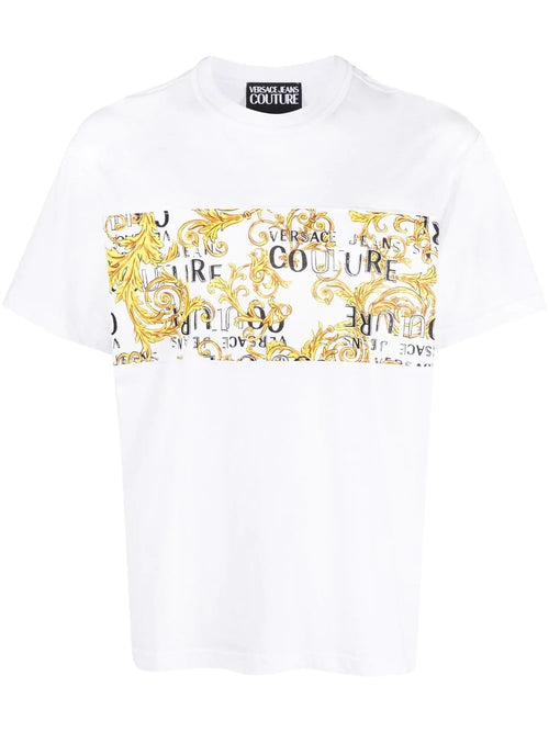 T-SHIRT BIANCO/ORO CON STAMPA BAROCCA VERSACE JEANS COUTURE