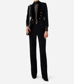 BODY NERO IN TULLE CON LOGO ALL OVER ELISABETTA FRANCHI