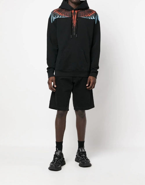 FELPA NERO/ROSSO CON CAPPUCCIO MARCELO BURLON COUNTY OF MILAN