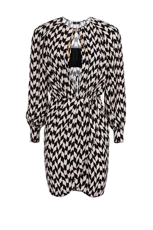 ABITO NERO/CREAM CON FANTASIA STILIZZATA ELISABETTA FRANCHI