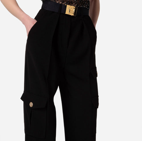 PANTALONE NERO CARGO CON CINTURA ELISABETTA FRANCHI
