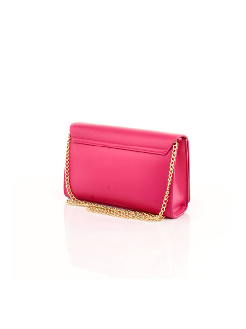 BORSA FUXIA CON PLACCA LOGATA E TRACOLLINA LOVE MOSCHINO