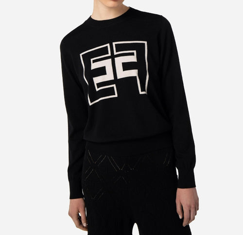 MAGLIA NERO CON LOGO ELISABETTA FRANCHI