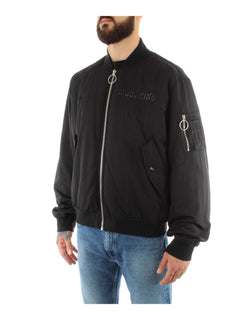 GIUBBOTTO NERO CON LOGO SUL RETRO MOSCHINO COUTURE
