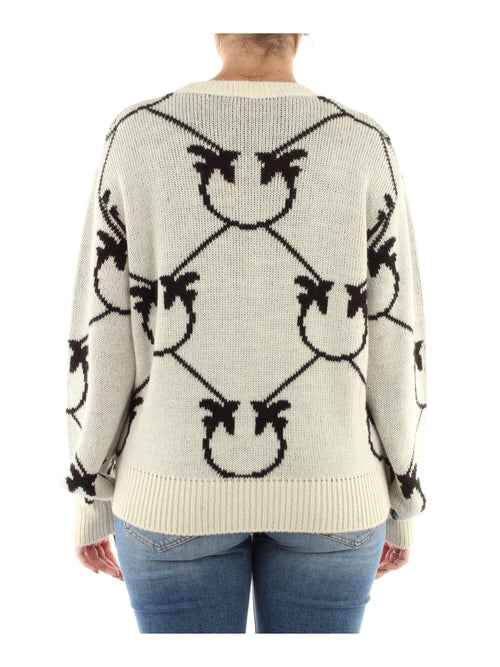 MAGLIA PANNA/NERO LOGATA PINKO