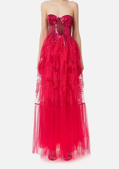 ABITO FUXIA IN TULLE RED CARPET ERLISABETTA FRANCHI