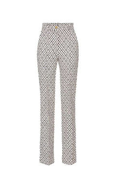 PANTALONE BURRO/NERO IN DOPPIUO CREPE CON STAMPA LOSAGNA ELISABETTA FRANCHI