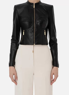 GIACCA IN PELLE NERO ELISABETTA FRANCHI