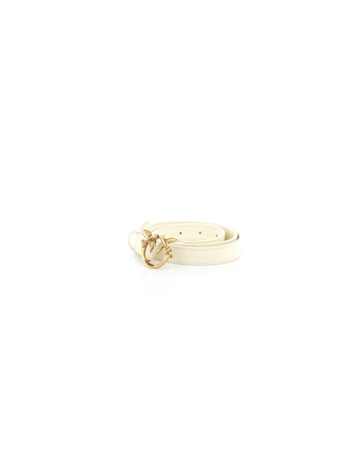 CINTURA AVORIO SOTTILE CON LOGO LOVE BIRDS PINKO