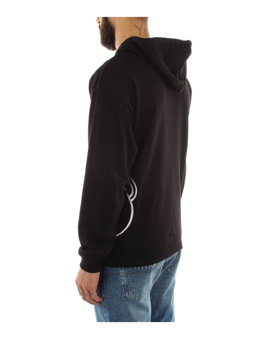 FELPA NERO CON MAXI LOGO CUCITO E CAPPUCCIO MOSCHINO UNDERWEAR
