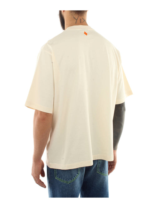 T-SHIRT ECRU MEDIUM GREY CON STYAMPA MARCELO BURLON COUNTY OF MILAN