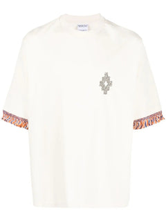 T-SHIRT AVORIO CON FRANGE MARCELO BURLON COUNTY OF MILAN