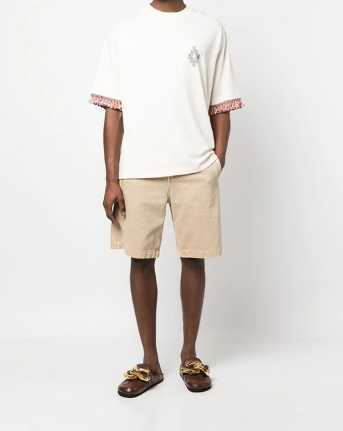 T-SHIRT AVORIO CON FRANGE MARCELO BURLON COUNTY OF MILAN