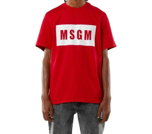 T-SHIRT ROSSO CON STAMPA MSGM