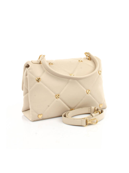 BORSA AVORIO A MANO CON CUORI  E TRACOLLA LOVE MOSCHINO