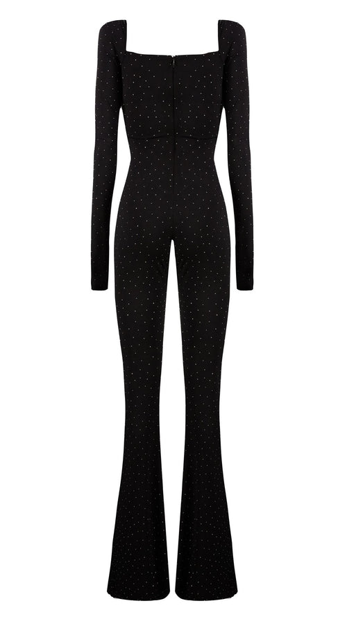 TUTA NERA ADERENTE CON STRASS ANIYE BY