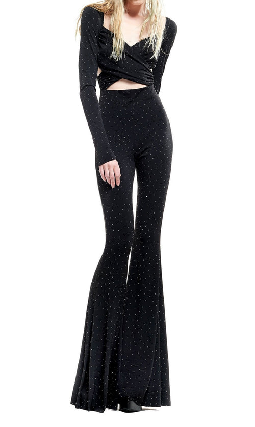 TUTA NERA ADERENTE CON STRASS ANIYE BY