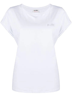 T-SHIRT BIANCO CON LOGO IN STRASS BLUGIRL