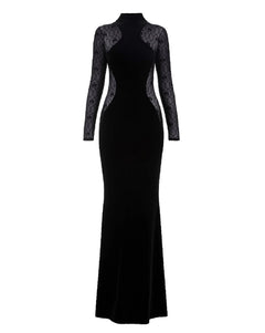 ABITO NEROIN VELLUTO CON TRASPARENZE ELISABETTA FRANCHI
