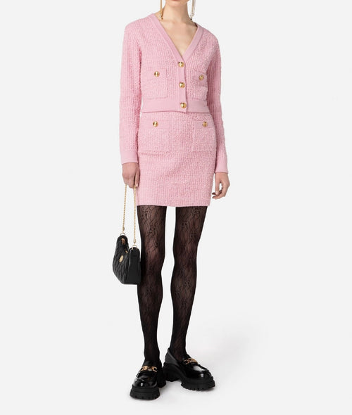 CARDIGAN ROSA CON BOTTONI LOGATI ELISABETTA FRANCHI