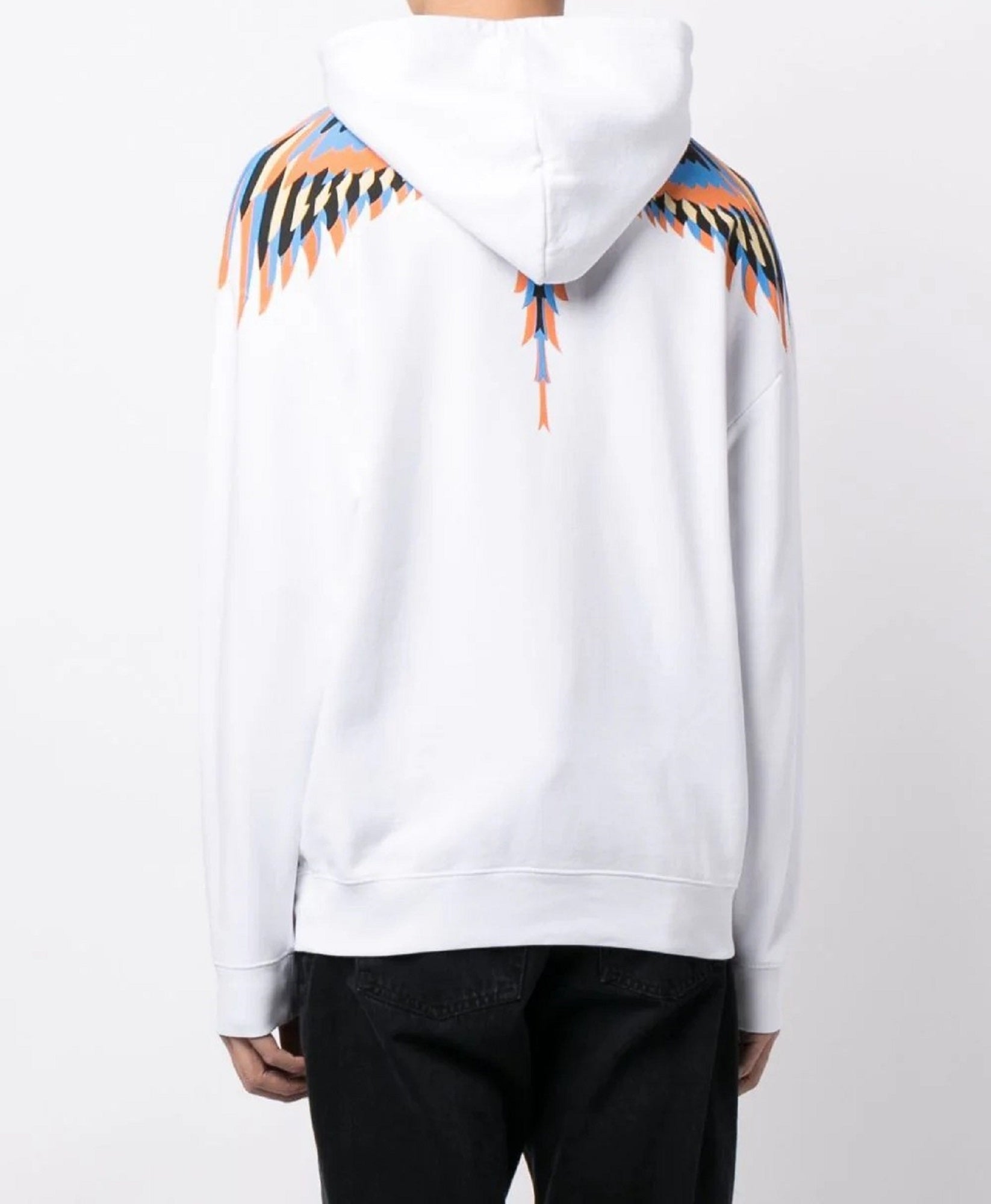 FELPA BIANCO CON ALI OTTICHE E CAPPUCCIO MARCELO BURLON COUNTY OF