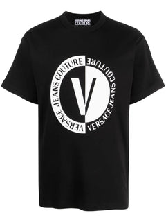 T-SHIRT NERO CON STAMPA VERSACE JEANS COUTURE