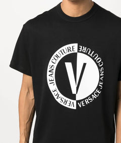 T-SHIRT NERO CON STAMPA VERSACE JEANS COUTURE