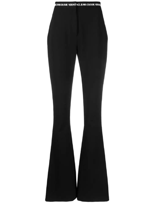 PANTALONE NERO A ZAMPA CON FASCIA LOGATA VERSACE JEANS COUTURE
