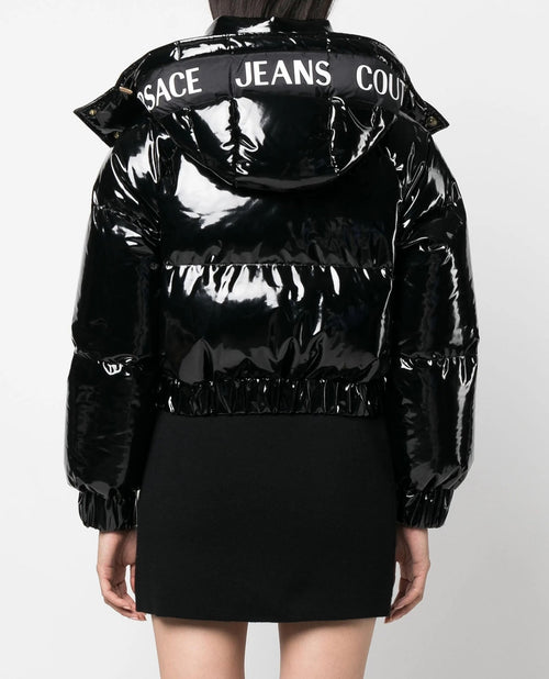 GIUBBOTTO NERO LUCIDO CON CAPPUCCIO VERSACE JEANS COUTURE